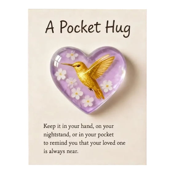 Hummingbird Pocket Hug Gift Card,Mini Acrylic Hug Token with Encouragement Card,Cute Heart Hummingbird Ornaments,Keepsake Gift with Message Card,Small Sympathy Gift,Emotional Reminder of Love