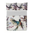 thumbnail image 1 of Hummingbird Reversible Bedspread Set, Art Lily Flowers Birds and Color Splashes in Watercolor Painting Style, Pillow Shams & Comforter Microfiber Bedding Set, 3 Sizes, Mauve Dark Peach, by Ambesonne, 1 of 4