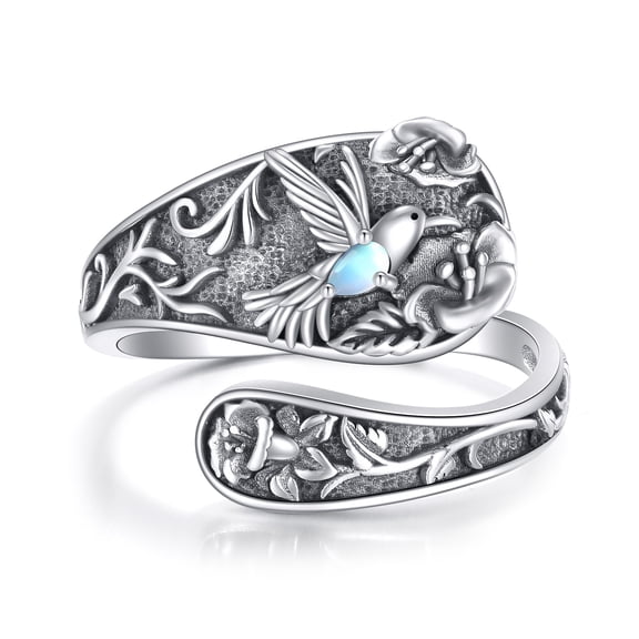 Hummingbird Ring for Women Sterling Silver Hummingbird Spoon Adjustable Ring Jewelry Gifts Size 7