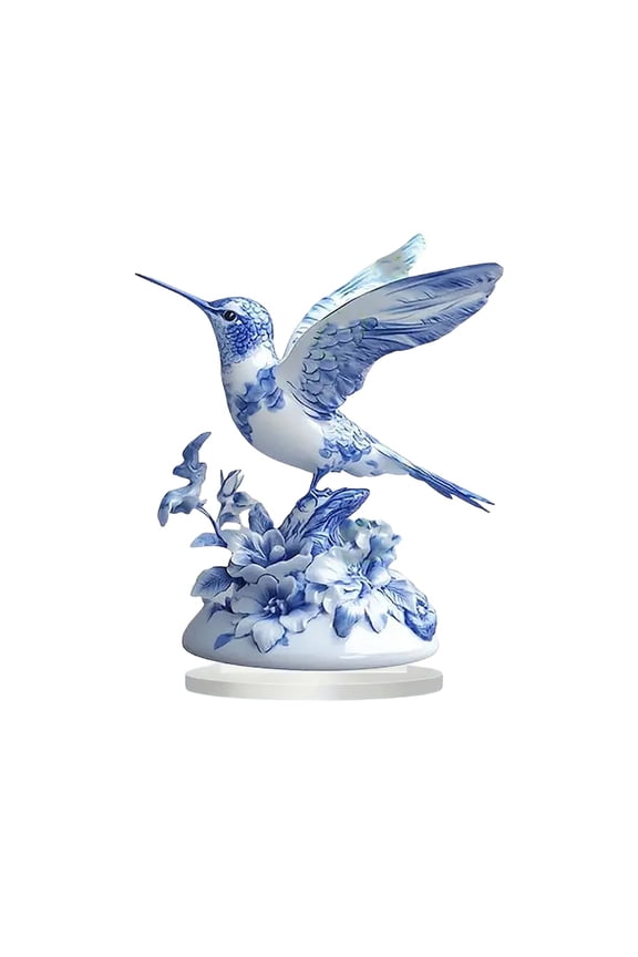 Hummingbird Sculpture Figurines, Statue for Home Decor, Modern Colorful Sculpture Decorations for Living Room Shelf Office Cabinet Accents Blue