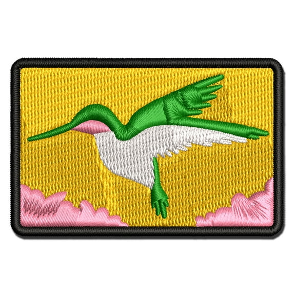 Hummingbird Silhouette Applique Multi-Color Embroidered Hook & Loop Patch - 2.5 Inch Small