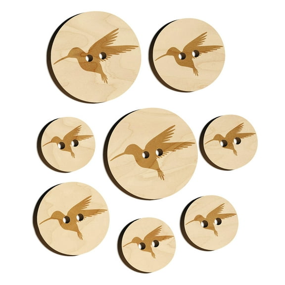 Hummingbird Silhouette Wood Buttons for Crochet Knitting Sewing DIY Craft - 1.00 Inch Medium (7pcs)