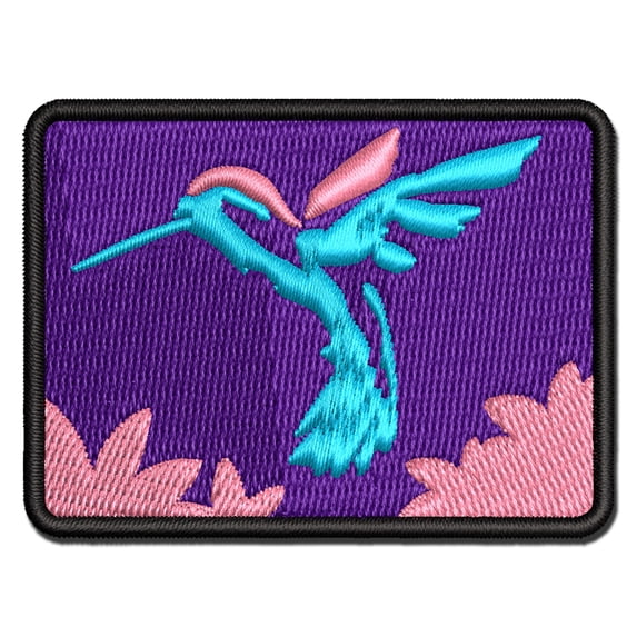 Hummingbird Applique Patch - Embroidered Blue & Green Bird
