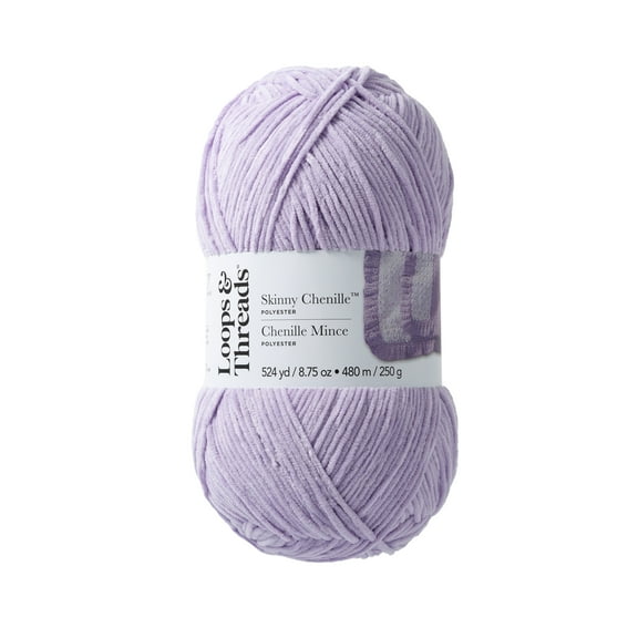 Loops & Threads Hummingbird Skinny Chenille Yarn - Medium Weight Yarn for Knitting, Crochet, Weaving, Arts & Crafts, 12 Pack