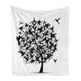 thumbnail image 1 of Hummingbird Soft Flannel Fleece Blanket, Monochromatic Simple Drawing of Thin Beak Birds Nesting Flying on Tree, Cozy Plush for Indoor and Outdoor Use, 50" x 70", White Charcoal Grey, by Ambesonne, 1 of 6