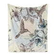 thumbnail image 1 of Hummingbird Soft Flannel Fleece Throw Blanket, Birds and Hibiscus Flowers Nostalgia Antique Design Classical Print, Cozy Plush for Indoor and Outdoor Use, 50" x 60", Teal Brown, by Ambesonne, 1 of 5