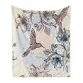 thumbnail image 1 of Hummingbird Soft Flannel Fleece Throw Blanket, Birds and Hibiscus Flowers Nostalgia Antique Design Classical Print, Cozy Plush for Indoor and Outdoor Use, 50" x 70", Teal Brown, by Ambesonne, 1 of 5
