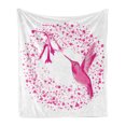 thumbnail image 1 of Hummingbird Soft Flannel Fleece Throw Blanket, Hummingbird Flies to the Flower Polkadots Flourishes Summer Garden Artwork, Cozy Plush for Indoor and Outdoor Use, 50" x 60", Pink Fuchsia, by Ambesonne, 1 of 6