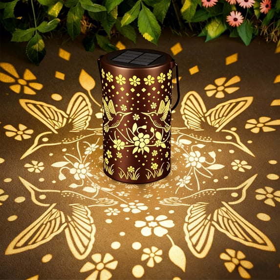 Hummingbird Solar Lanterns Outdoor Waterproof Hanging Solar Lights, Metal Hanging Solar Power Lights LED Bird Lanterns for Patio Porch Garden Decor