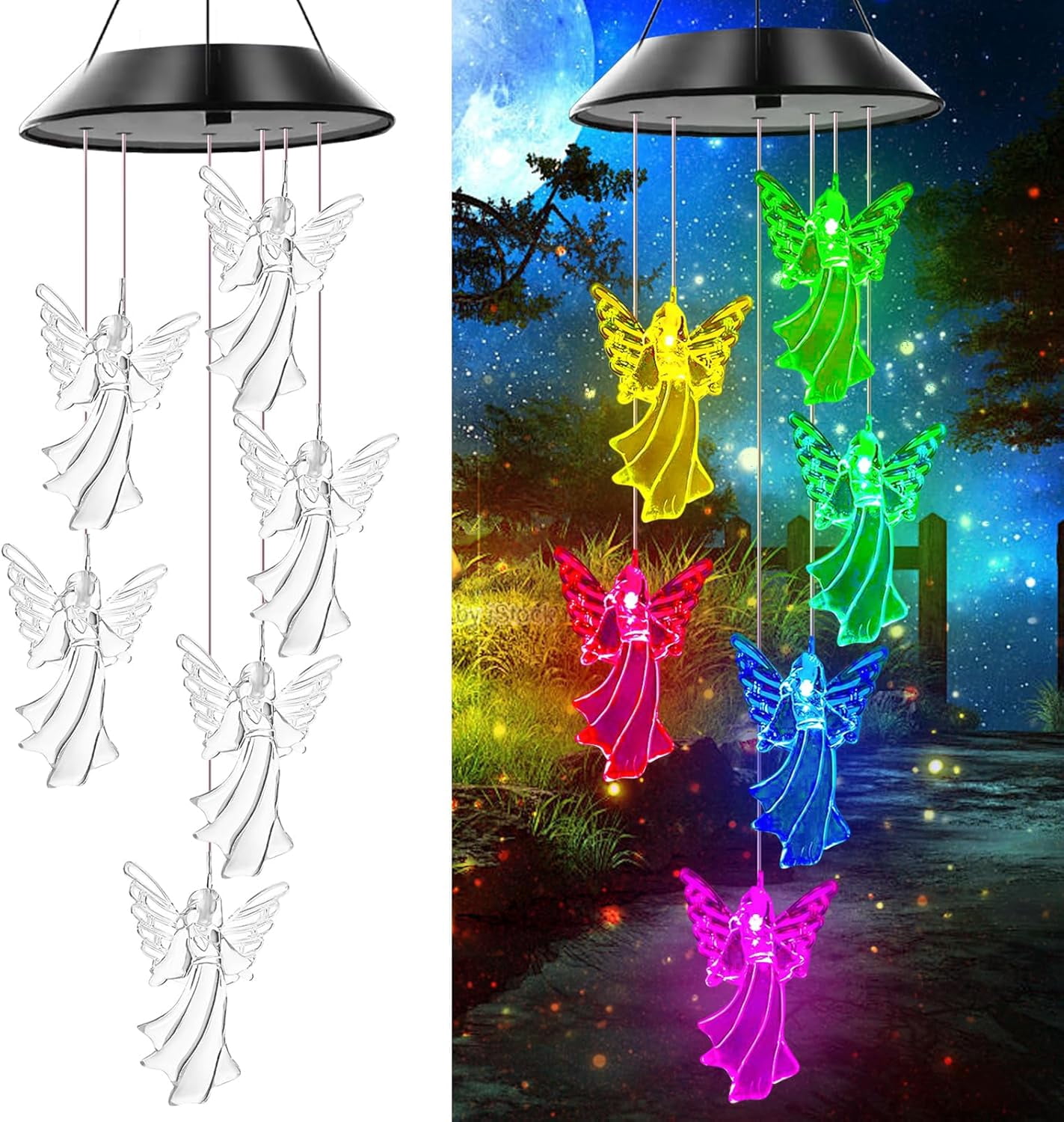 Hummingbird Solar Wind Chimes, Hummingbird Wind Chimes for Outside,Best Gifts for Mom Grandma Women Wife Aunt Sister, Unique Mobile Wind Chime, Garden Yard Decor Red
