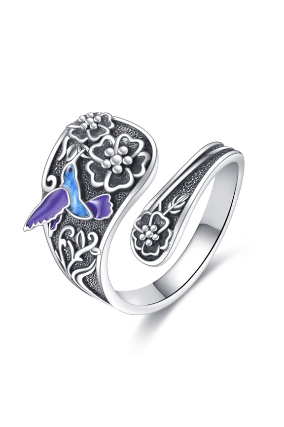 Hummingbird Spoon Ring Sterling Silver Hummingbird Vintage Ring Thumb Rings Jewelry Gifts for Women