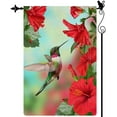 thumbnail image 1 of Hummingbird Spring Summer Garden Flag Red Hibiscus Small Garden Flag Vertical Double Sided Rustic Farmland Burlap Yard Lawn Outdoor Decor 12.5x18, 1 of 4