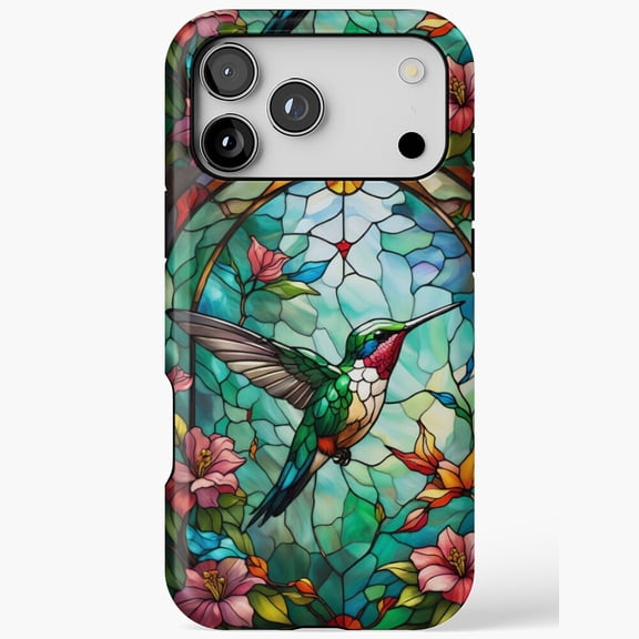 Hummingbird Stained Glass Art Mosaic Bird Window Phone Case for iPhone 11 through 17 Pro Max