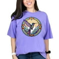 thumbnail image 1 of Hummingbird Stained Glass Graphic TShirt, Vibrant Bird Design Tee, Nature Inspired Clothing, Unique Colorful Tee, Artistic TShirt, Violet Comfort Colors T-Shirt, 2XL, 1 of 1