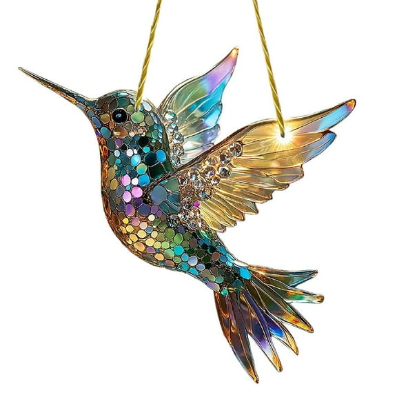 Hummingbird Stained Glass Window Hanging Ornament Cute Bird Pendant hot one I4V2