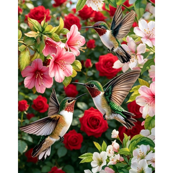 Hummingbird Stamped Cross Stitch Kits For Adults Beginner,Bird Needlepoint Counted Cross Stitch Kits,11 CT Patterns Dimensions Embroidery Craft Kits For Home Wall Decor 16x20 Inch.