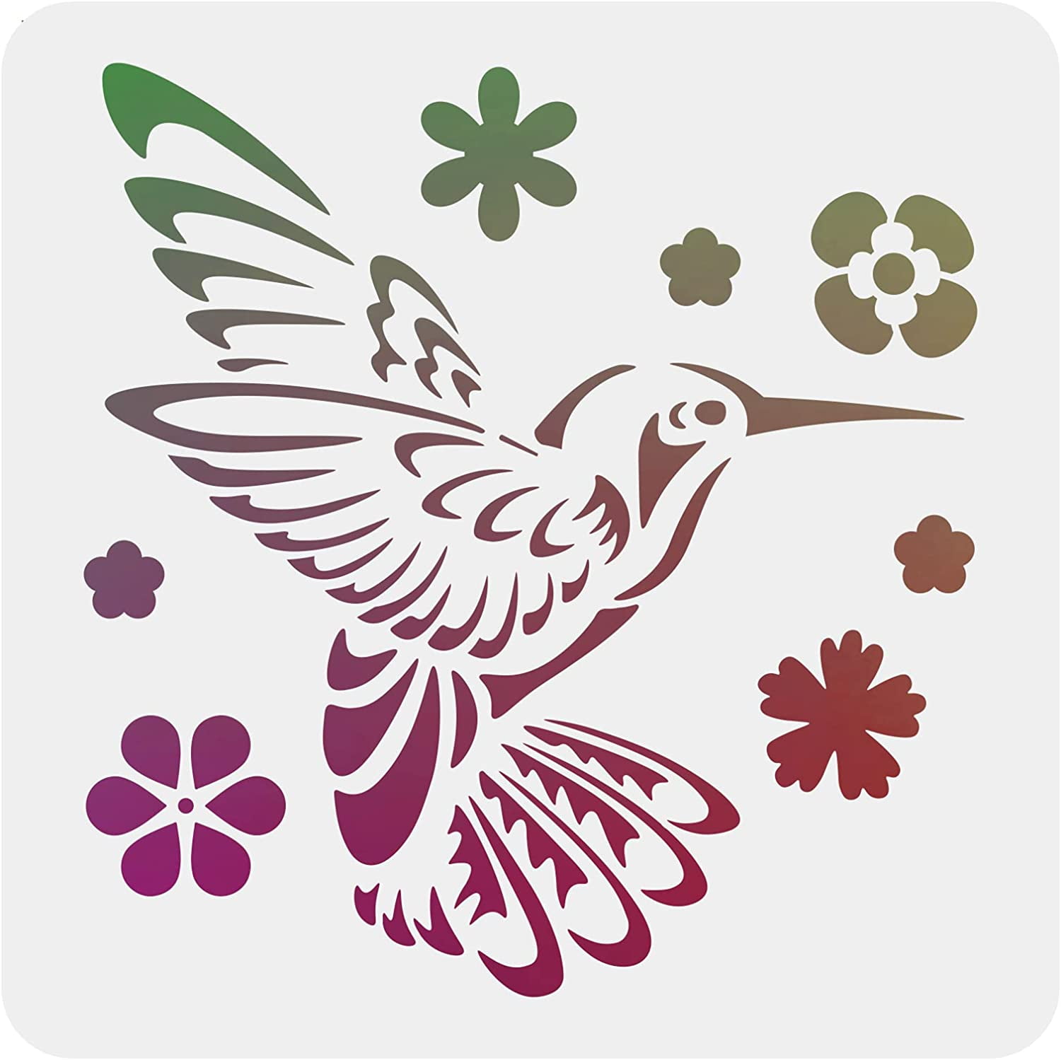 Buy Flower Bird Stencil 12x12 Inches Online