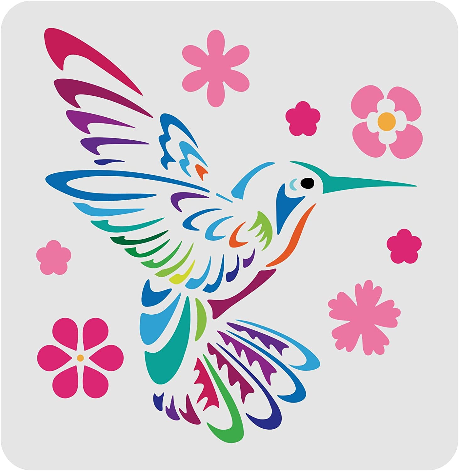 Hummingbird Stencil Decoration Template 11.8x11.8 inch Plastic Bird ...