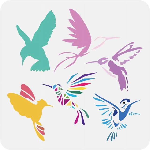 Hummingbird Stencil for Painting 11.8x11.8 inch Reusable Bird Pattern ...