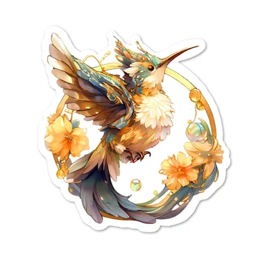Hibiscus And Hummingbird Sticker – Pet Art Laptop Decal #6432EN