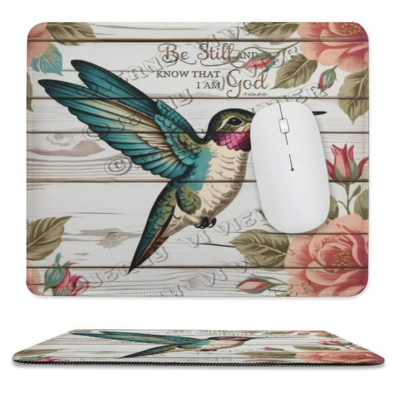 Hummingbird - Be Still And Know That I Am God Mouse Pad With Stitched Edge,Non-Slip Rubber Base,Premium-Textured, Gaming Mouse Pad for Wireless Mouse,Computers,Laptop,Office 10"x12"