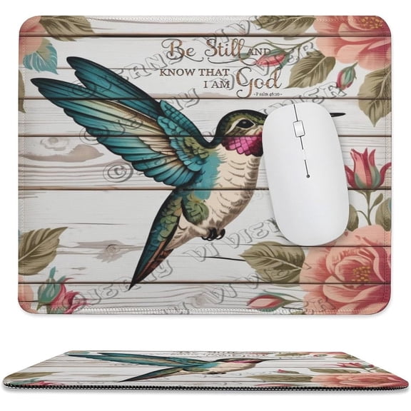 Hummingbird - Be Still and Know That I Am God Mouse Pad with Stitched Edge,Non-Slip Rubber Base,Premium-Textured, Gaming Mouse Pad for Wireless Mouse,Computers,Laptop,Office 10"x12"
