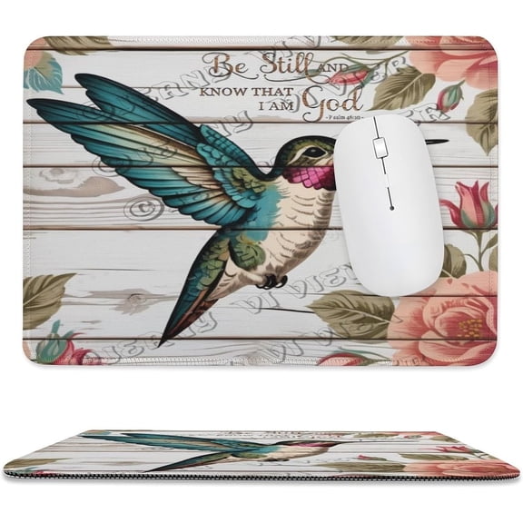 Hummingbird - Be Still and Know That I Am God Mouse Pad with Stitched Edge,Non-Slip Rubber Base,Premium-Textured, Gaming Mouse Pad for Wireless Mouse,Computers,Laptop,Office 8"x10"