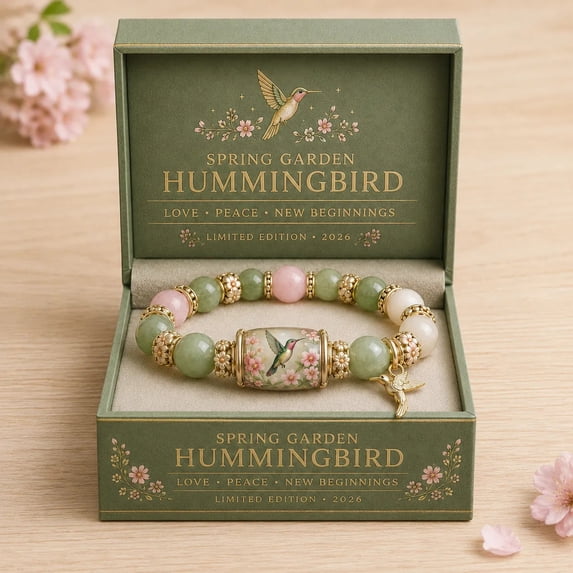 2026 Limited Edition Hummingbird Strength Bracelet with Box, Inspirational Bluebird Beaded Jewelry for Women, Spring Blessings(Green Hummingbird)