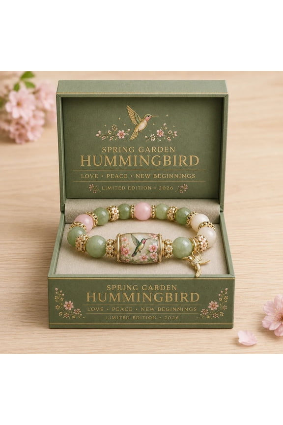 2026 Limited Edition Hummingbird Strength Bracelet with Box, Inspirational Bluebird Beaded Jewelry for Women, Spring Blessings(Green Hummingbird)