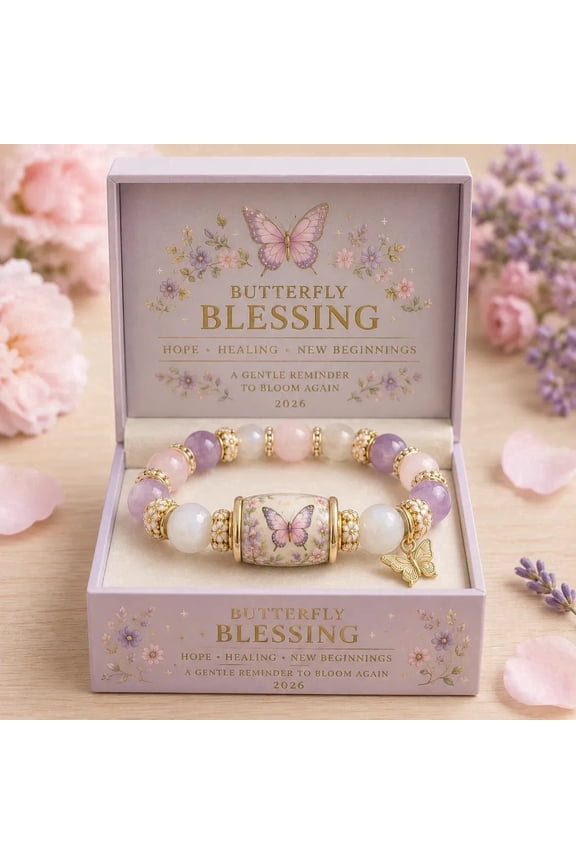 2026 Limited Edition Hummingbird Strength Bracelet with Box, Inspirational Bluebird Beaded Jewelry for Women, Spring Blessings(Butterfly)