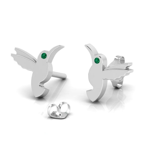 Hummingbird Studs Emerald Sterling Silver Earrings || Congratulations Day Gift Earring, Gift for Her Earring || Silver Diary