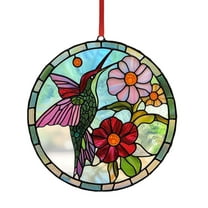 Hummingbird Sun Catcher Stained Glass Window Hanging Hummingbird Decor Gifts Bird Suncatcher for Window Decor Handmade Sun Catcher Decoration for Garden Home Housewarming Gifts
