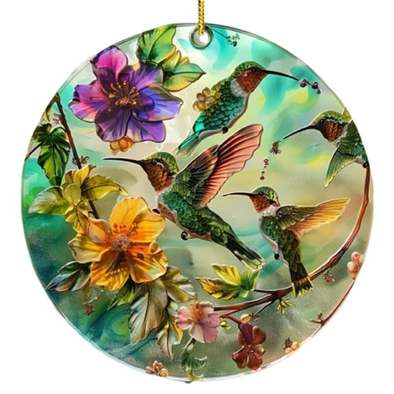 Hummingbird Suncatcher under $5! Xqxayjr Stained Glass Hummingbird Suncatcher, Colorful Garden Window Decoration Hanging Ornament, Nature Inspired Decor for Home and Patio