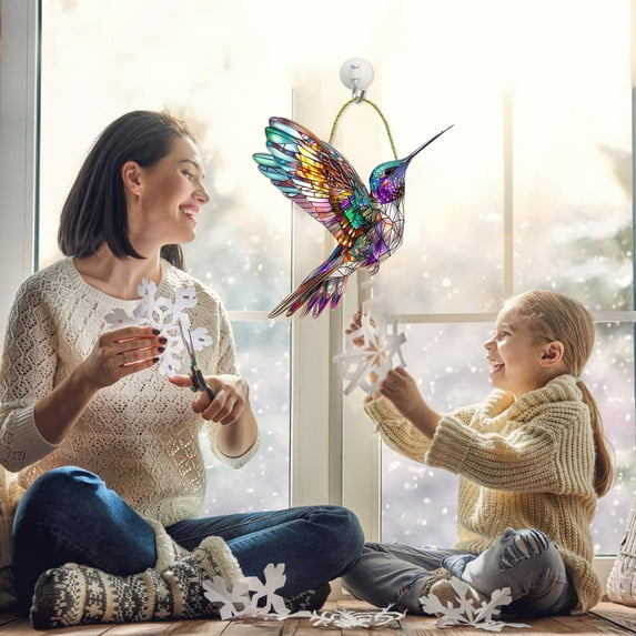 Hummingbird Suncatcher, Fashion Humming Bird Sun Catcher for Windows Hanging, Acrylic Spirit Birds Indoor Outdoor Decoration, Colorful Hummingbird Ornament for Bird Lovers&nbsp;