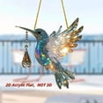 thumbnail image 1 of Hummingbird Suncatcher Stained Glass Window Hanging, 8x8 Inch 2D Acrylic Flat Random Cord Chain Car Home Garden Window Decor, 1 of 6