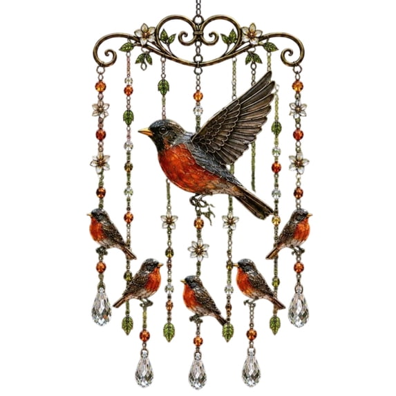 Hummingbird Suncatcher Wind Chime, 17.7 Inch Acrylic Window Hanging with Metal Chain and Crystal Beads for Porch, Patio and Garden Decor