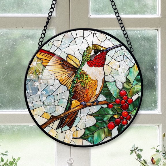 Hummingbird Suncatchers, Hummingbird Stained Glass Window Hangings, Hummingbird Christmas, Hummingbird Decor, Hummingbird Christmas Ornaments For Mom Men Gifts For Birthday - 171HD406