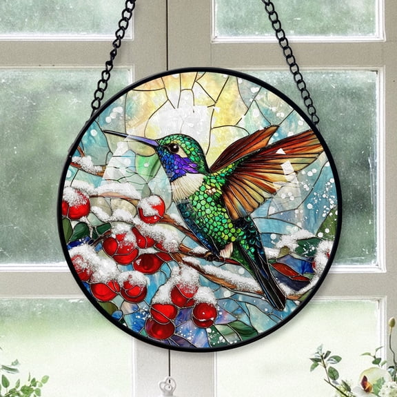 Hummingbird Suncatchers s, Hummingbird Stained Glass Window Hangings, Hummingbird Christmas, Hummingbird Decor, Hummingbird Small Ornaments For Mini Tree Holiday Gifts - 171HD537