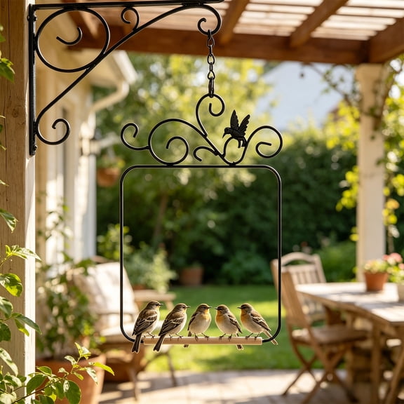 Hummingbird Swings and Perches Metal Frame, Iron Portable Bird Stand Tabletop Parrots Perchs with Decorative Swings, for Hanging Indoor, Outdoor, Trunk, Lawn, Patio, Garden