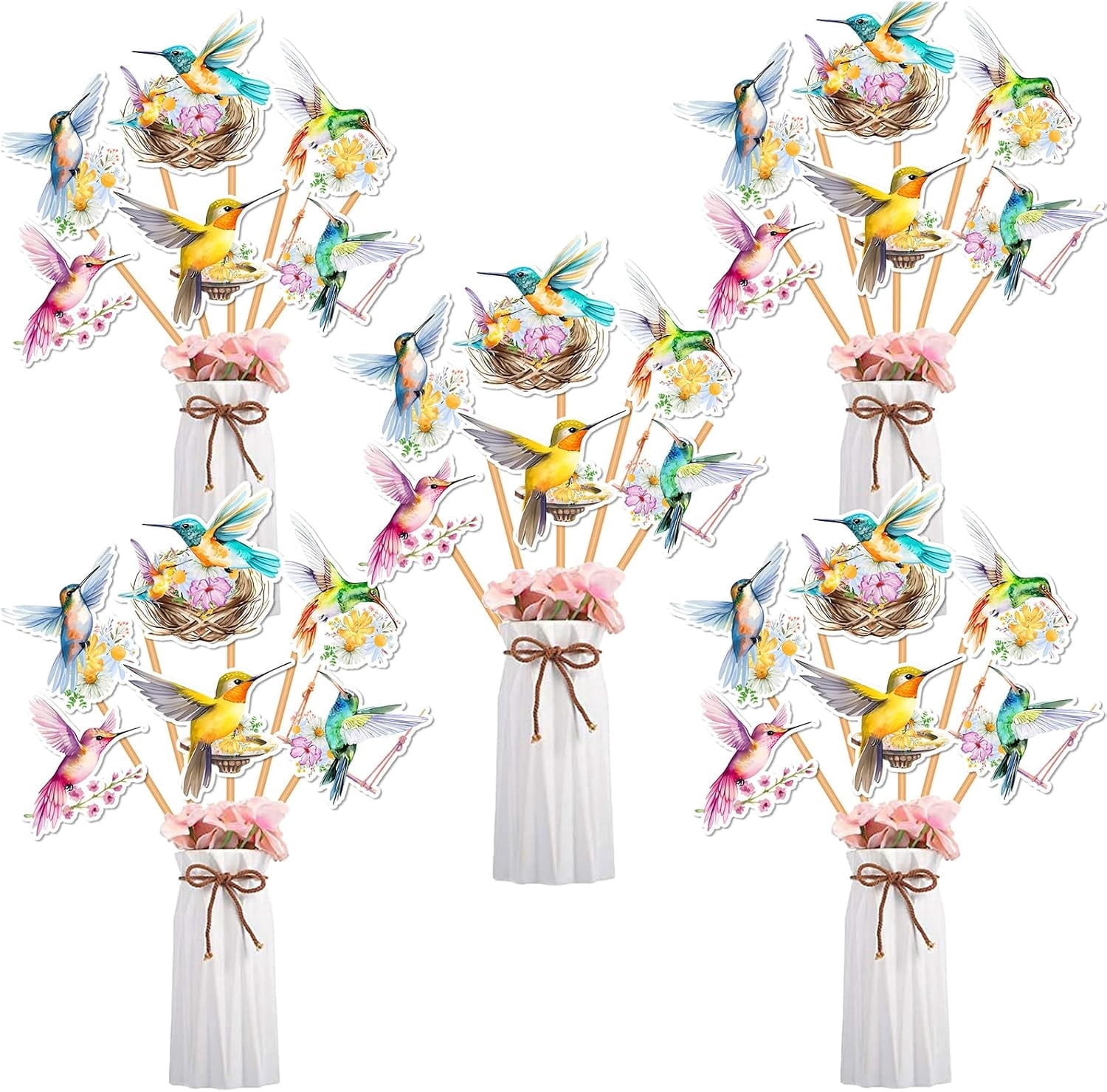 Hummingbird Table Party Decorations Centerpieces Sticks, 24pcs Hummingbird Centerpieces Sticks for Bird Party Flowers Hummingbirds Love Baby Shower Birthday Party Decorations Women Girl