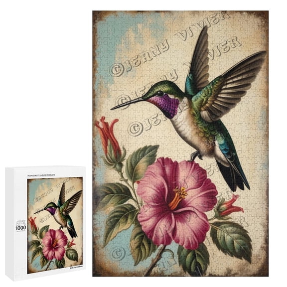 Hummingbird Themed Jigsaw Puzzles 1000 Piece for Adults Families Challenging Fun Pieces Fit Together Challenging Puzzle Perfect for Game Nights Hummingbird Art