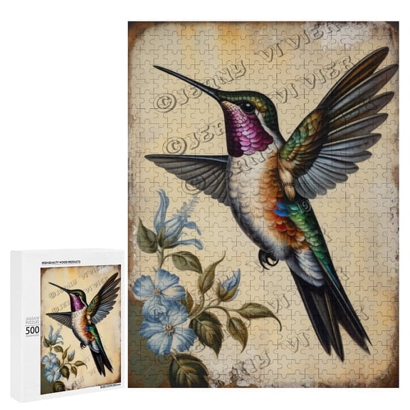 Hummingbird Themed Jigsaw Puzzles 500 Piece for Adults Families Challenging Fun Pieces Fit Together Challenging Puzzle Perfect for Game Nights
