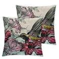 thumbnail image 1 of Hummingbird Throw Pillow Cushion Cover, Orchid Flowers Bouquet and a Hummingbird Nature Wildlife Design Print, Decorative Square Accent Pillow Case, Magenta Green, 1 of 7