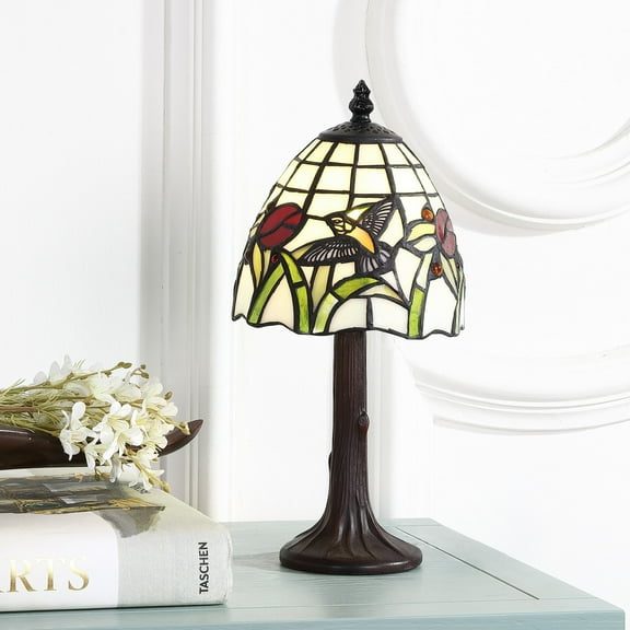 JONATHAN Y Hummingbird Tiffany-Style 12" LED Table Lamp, Bronze, JYL8014A