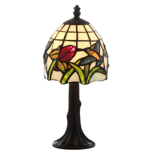 Hummingbird Tiffany-Style 12" LED Table Lamp, Bronze
