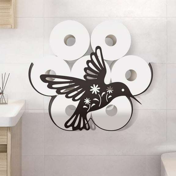 Hummingbird Toilet Paper Holder Funny Hummingbird Decorative Toilet Paper Storage Extra 8 Rolls Hummingbird Flower Metal Freestanding Toliet Paper Organizer Stand for Bathroom Cabinet Space