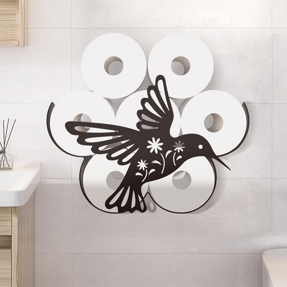 Hummingbird Toilet Paper Holder Funny Hummingbird Decorative Toilet Paper Storage Extra 8 Rolls Hummingbird Flower Metal Freestanding Toliet Paper