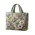 thumbnail image 1 of Hummingbird Tote Bag with Floral Pattern, Embroidered Style Polyester Shoulder Handbag, Lightweight Shopping and Commuter Purse for Women, 1 of 5