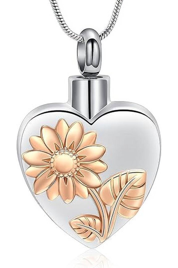 Hummingbird Urn Necklace for Ashes Sunflower Heart Keepsake Memorial Urn Necklace Cremation Jewelry Ash Pendant Keepsake Jewelry for Women Men Love One