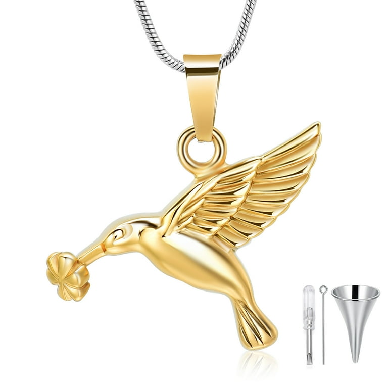 Hummingbird Urn Necklace Jewelry for Women Cute Bird Urn Pendant Necklace with Hummingbird Urn Key Chain Cremation Pendant Memorial Jewelry